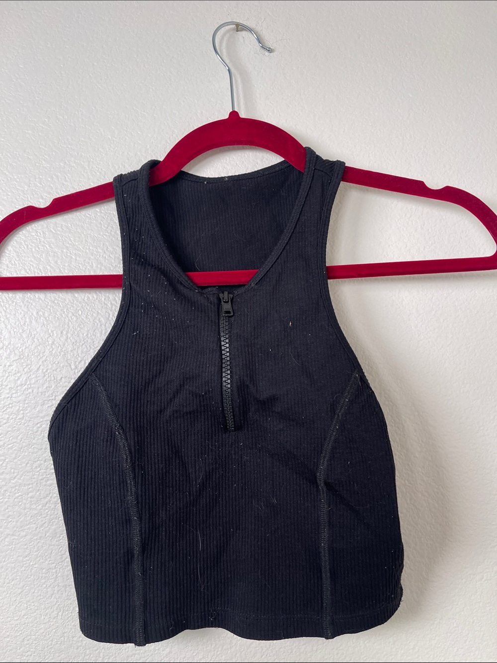 Woman's Black Ribbed Zip-Front One-Piece